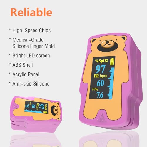 Pediatric Pulse Oximeter, OLED Display Oxygen Monitor Fingertip for Children, Baby & Kids, Blood Oxygen Saturation Monitor (SpO2)