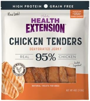 Health Extension Grain-Free Chicken Tenders Dog Treats, 4oz (113g) – Natural, Crispy Gourmet Training Treats for Adult Dogs and Puppies