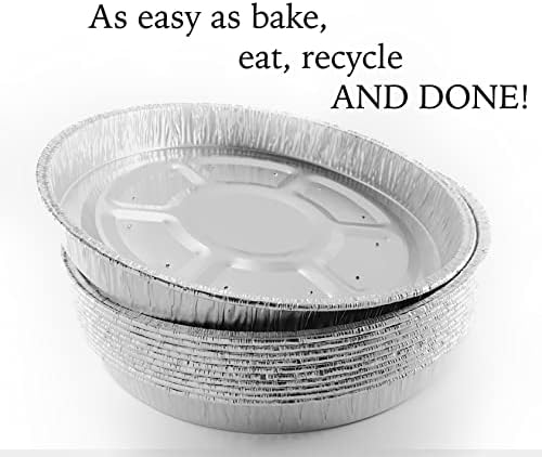 9" Aluminum Foil Pie Tins (25 Pack), Disposable Aluminum Pie Pans, Foil Pans for Baking, Cooking, Freezer Safe, Round Foil Pans