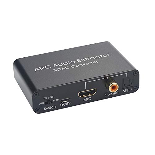 eARC Audio Extractor, eARC Audio Converter to HDMI Optical/SPDIF L/R 3.5mm AUX Sound Extractor, HDMI eARC/ARC to Optical Audio Adapter, for TV to Non-ARC Sound System Soundbar Speaker Amplifier