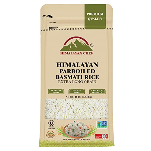 Himalayan Chef Basmati Rice,Extra Long Grain Rice Fluffy Quick Cooking Aromatic - 10 lbs.(Packaging May Vary)