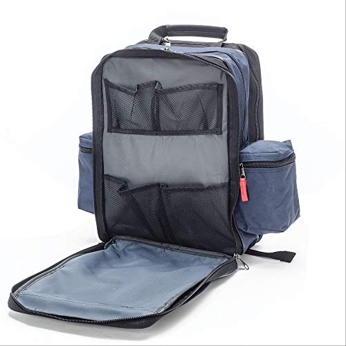 21st Century Plus Home Care Backpack: Waterproof 600D, Ergonomic Straps, Lockable Zippers - Laptop Sleeve & Mesh Pockets, 11.5"x9"x16", Navy