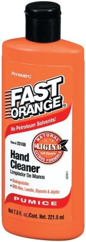 Fast Orange 25219 Pumice Lotion, Heavy Duty Hand Cleaner, Natural Citrus Scent, Waterless Cleaner for Mechanics, Strong Grease Fighter, 1 Gallon