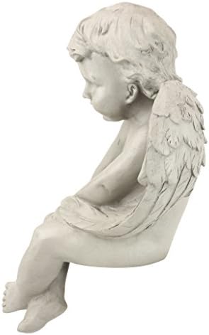 Design Toscano JE101261 Angel of Meditation Shelf Sitting Statue, 13 Inch, Polyresin, Antique Stone