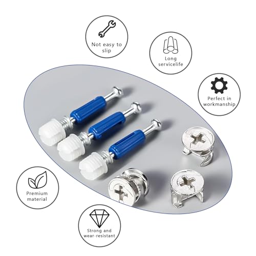 150PCS Furniture Cam Locks Kit - Heavy Duty 3-in-1 Eccentric Hardware Fasteners with Screws & Dowels for IKEA Cabinet Drawer Dresser Assembly Repair