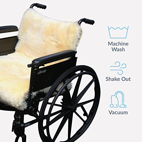 Sheepskin Ranch Natural Wool Wheelchair Seat Pad, Cushion for Tailbone, Sciatica, Skin Irritation, Discomfort & Back Pain Relief, Suitable as Office Chair, Wheelchair & Seat Cushion, Made in The USA