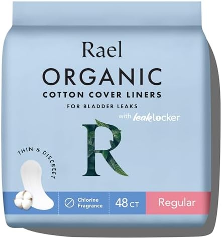Rael Incontinence Pads for Women, Organic Cotton Cover (Moderate, 60 Ct)