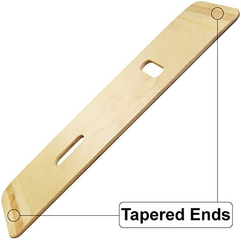 Rehabilitation Advantage Tapered 29" Durable Birchwood Transfer Board with Hand Holes & Non-Skid