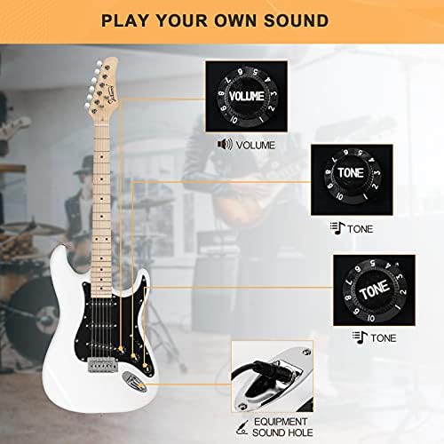 GLARRY Full Size Electric Guitar for Music Lover Beginner with 20W Amp and Accessories Pack Guitar Bag (DARK BLUE, 39" Right Handed)