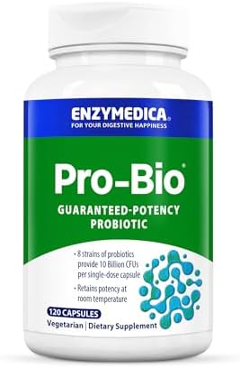 Enzymedica Pro-Bio Probiotic Supplement for Digestive & Gut Health - Daily Probiotic Capsules for Women & Men, 10 Billion CFU, Helps Reduce Gas & Bloating, Stomach Acid Resistant - 30 Caps