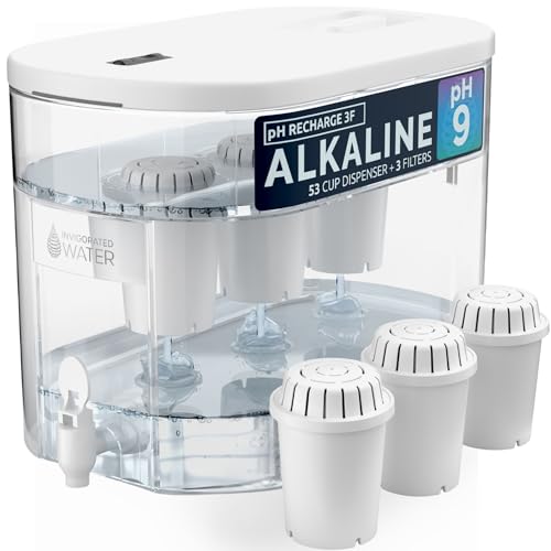 Invigorated Water Alkaline Water Filter Dispenser, 53-Cup Large Capacity