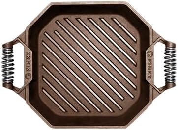 FINEX 10" Cast Iron Grill Pan, Grill Pans with Superior Heat Distribution, Near Non-Stick for Easy Cleaning, Cast Iron Grill Pan, For Indoor & Outdoor Grilling, Pre-Seasoned with Flaxseed Oil