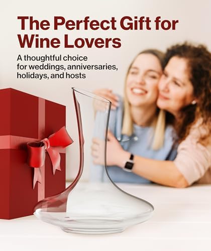Le Chateau Large Elegant Crystal Wine Decanter with Aerator – 750ml Glass Decanter – Hand-Blown Lead-Free Clear Glass Carafe with Aerator –