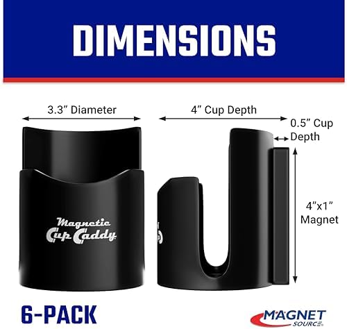 Master Magnetics Magnetic Cup Holder - Caddy for Bottles, Glasses, and Cans - Fits on Fridge, Lawnmower, Forklift, Cart, or Ladder - Heavy-Duty Magnet