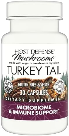 Host Defense Turkey Tail Capsules - Digestive Health & Immune Response Support Supplement - Mushroom Supplement for Gastrointestinal & Gut Microbiome Support - 120 Capsules