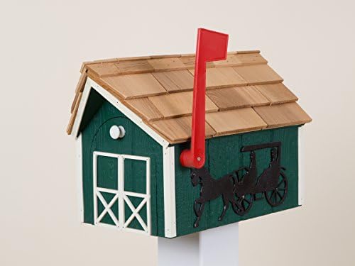 Horse & Carriage Mailbox (Green with White Trim)