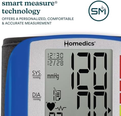 HoMedics Blood Pressure Monitor, Automatic Wrist Blood Pressure Machine with Easy One-Touch Operation, Stores up to 30 Readings for 2 Users