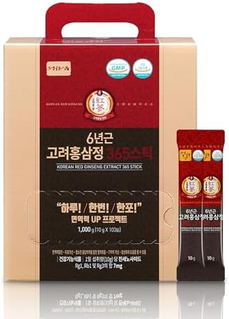 6-Year Korean Red Ginseng 365 | 30 Sticks | Vegan | 7mg Ginsenosides Per Stick