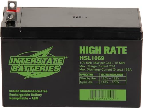 Interstate Batteries High Rate Battery 12V 9Ah SLA AGM VRLA HSL1069