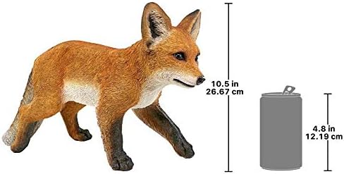 Design Toscano Simon The Woodland Fox Indoor/Outdoor Garden Statue for Patio, Pool or Lawn, 18 Inch Tall, Cast Stone Resin, Red Orange Paint