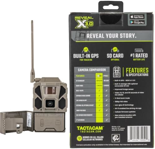 TACTACAM Reveal X 3.0 Cellular Trail Camera, Night Vision, Waterproof | 4K photo, 1080p video, auto-connect multi-carrier LTE, no SD card needed