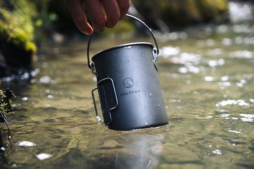 Valtcan 900ml Titanium Pot Boil Cook & Drink From One Pot, 134g Ultralight, Thicker Gauge Grade 1 Ti, Aligned Bail Handle, Lid with Steam Holes