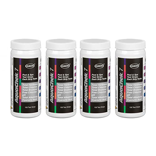 AquaChek 7-Way Pool and Spa Test Strips - Silver Pool Test Strips For pH, Total Chlorine, Free Chlorine, Bromine, Alkalinity, Total Hardness, and Cyanuric Acid - Water Quality Testing Kit (100 Strips)