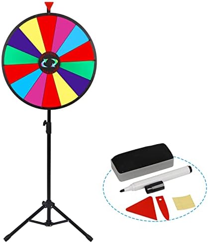 HomGarden 24" Colorful Spinning Prize Wheel | Dual-Use Tabletop/Floor Stand | Dry-Erase Board for Christmas, Carnival, Fundraiser