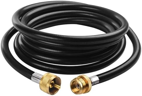 SHINESTAR 5FT Propane Extension Hose for Propane Tree, Tee Adapter | 1"-20 Male to Female Throwaway Cylinder Thread Propane Tank Hose Extension for Camping Stove, Buddy Heater, Weber Q Grill