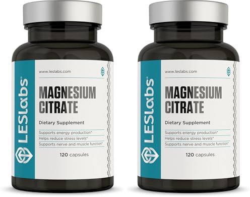 LES Labs Magnesium Citrate Supplement, 120 Capsules | Magnesium Citrate, Stress & Sleep Support, Muscle & Nerve Function, Heart Health, Relaxation, Energy & Metabolism, Non-GMO