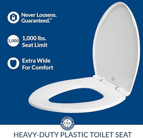 BEMIS 1000CPT Paramont Heavy Duty OVERSIZED Closed Front Toilet Seat with 1, 000 lb Weight limit will Never Loosen & Reduce Call-backs