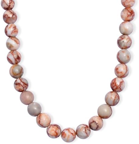 Pink Web Jasper 350.00 ctw Beaded Necklace in Platinum Plated 20 Inches