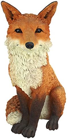 Design Toscano Simon The Woodland Fox Indoor/Outdoor Garden Statue for Patio, Pool or Lawn, 18 Inch Tall, Cast Stone Resin, Red Orange Paint
