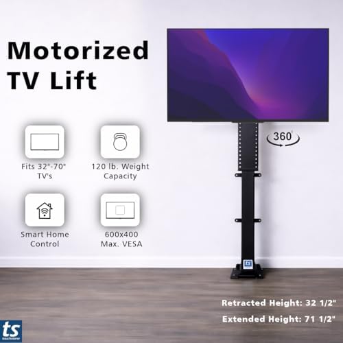 Touchstone Valueline 30003 Smart Motorized TV Lift for 26–50” TVs – Pop-Up Cabinet Mount, Alexa & Google Enabled, 5-Year Warranty, 28” Travel, 170 lb Capacity, RF & Wired Remotes