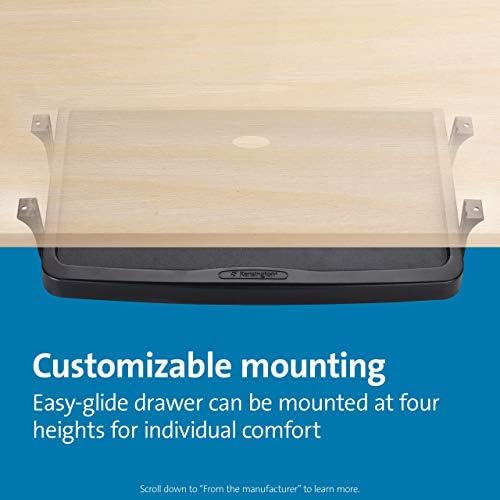 Kensington Underdesk Basic Keyboard Drawer (K60009US) , Black | Slide-out tray, frees up desk space, simple under-desk mounting