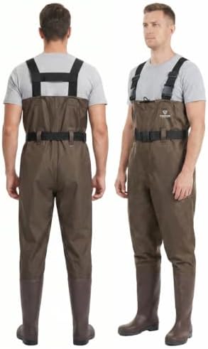Waders for Men Waterproof Women Fishing Chest Wader with Boots | 2-Ply Nylon/PVC, for hunting & fishing, with boot hanger