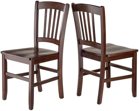 Winsome Madison Seating, Walnut Medium | Classic Backed Kitchen & Dining Room Chairs, Simple & Elegant Home Seating Solution, Great for Office