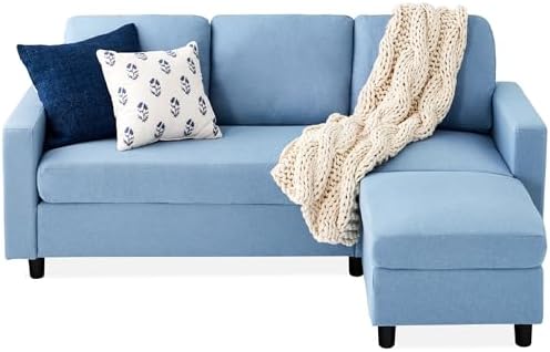 Best Choice Products Upholstered Sectional Sofa for Home, Apartment, Dorm, Bonus Room, Compact Spaces w/Chaise Lounge, 3-Seat, L-Shape Design