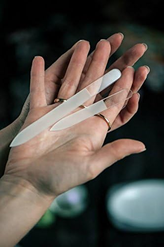 Mont Bleu Set of 2 Czech Glass Nail Files - Genuine Czech Tempered Glass - Handmade - Double Sided - Etched - Crystal Nail Files for Natural Nails