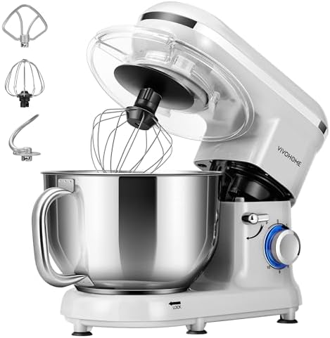 VIVOHOME Stand Mixer, 6-Quart Tilt-Head Kitchen Mixer with Bowl, Gray