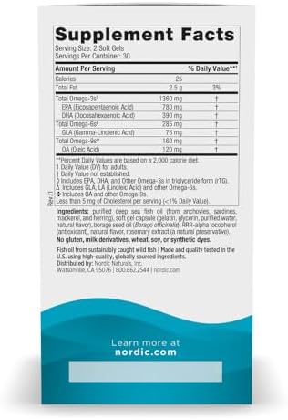 Nordic Naturals Complete Omega Xtra, GLA, Skin & Cognition - 60 Count | 1360 mg omega-3s per serving for brain