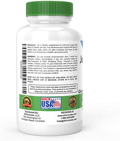 DrFormulas Joint Support Supplements for Men & Women | Glucosamine Chondroitin Msm, (Mendamine) 60 Day Supply