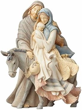 Foundations (4058697) Holy Family with Donkey Stone Resin Figurine, 9.45”