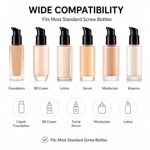 Boao 4 Pcs Replacement Foundation Pump Plastic Cosmetic Liquid Foundation Make up Bottle Pumps Replacement Tool for Pump Dispenser(Black)
