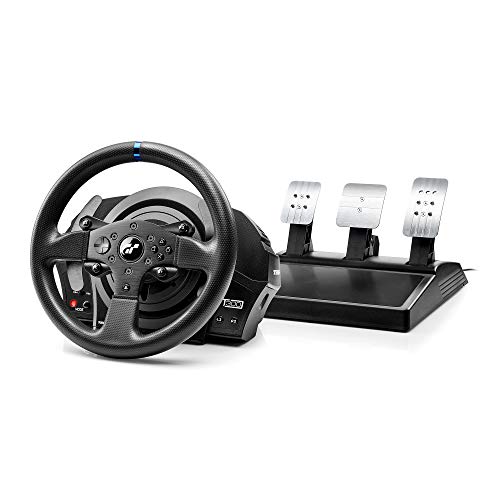 Thrustmaster T300RS GT Force Feedback Racing Wheel & 3 Pedal Set - PS5 & PC | Belt-driven motor, changeable rim, expandable with Thrustmaster shifters, for driving. farming simulators, cockpit ready