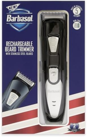 Barbasol Rechargeable Electric Beard Trimmer with Stainless Steel Blades and Adjustable Settings