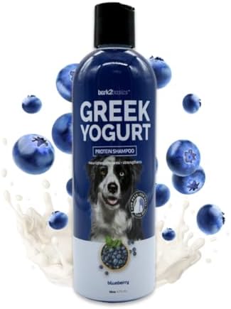 Bark2Basics Blueberry Greek Yogurt Shampoo, 16 oz - Protein Pet Shampoo, Natural Ingredients, Restores Moisture to Dry Coats, Soothes Dry Itchy Skin