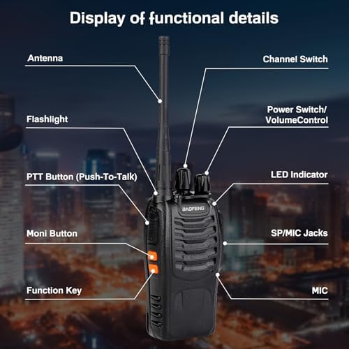 Baofeng Walkie Talkies 888S Rechargeable Long Range with Earpieces for Adults, 16 Channel Professional Radio Handheld Two Way Radios Li-ion Battery and Charger Included (10pack with 10earpiece)