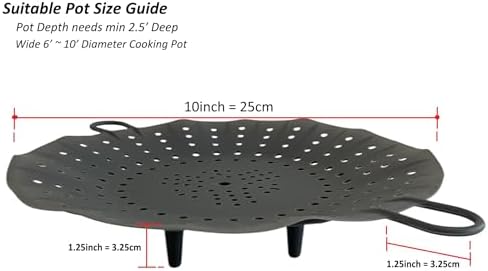 Korean Made Silicone Steamer Basket 10' Size, Silicone Steamer Insert for Pot Flexible Design (Gray) Stocking Stuffer