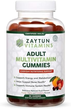 Zaytun Vitamins Halal Adult Multivitamin Gummies for Men, Women, Complete Everyday Nutritional Support with Biotin, Vegan, Natural Fruit Flavors